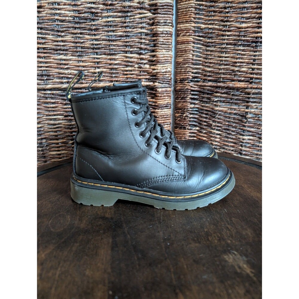 Dr. Martens Doc Youth Kids Leather Combat Boots 13 Black 1460J Bouncing Soles
